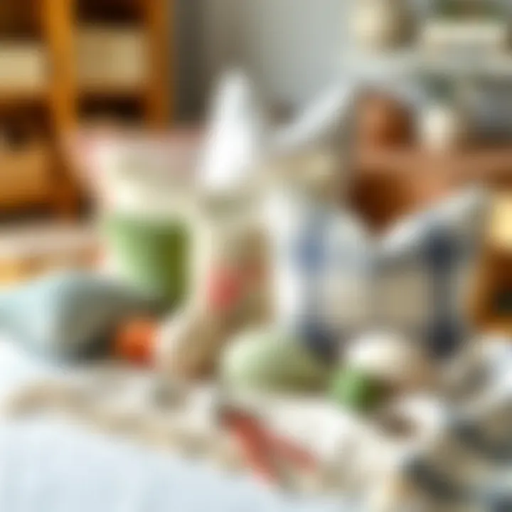 An assortment of materials used in farmhouse Easter pillows displayed on a table