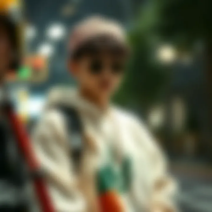 A fashion-forward individual incorporating anime-inspired elements into modern streetwear.