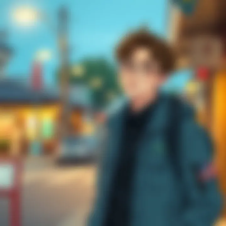 A charismatic male character from a slice of life anime dressed in casual yet trendy attire.