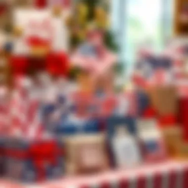 A beautifully arranged display of various Fourth of July gifts