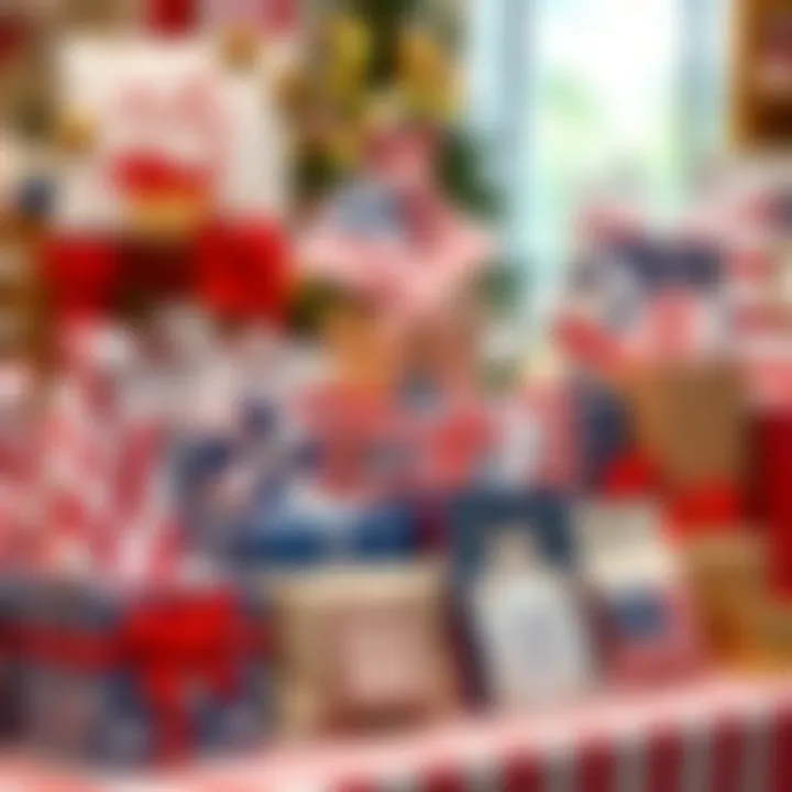 A beautifully arranged display of various Fourth of July gifts