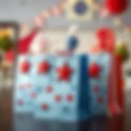 Colorful Fourth of July gift bags adorned with stars and stripes