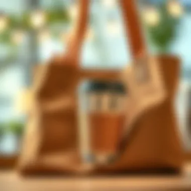 Close-up of eco-friendly materials used in tote bags with coffee cup holders