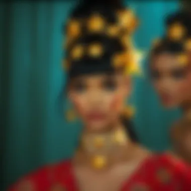 Cultural representation of gold star hair accessories in various styles