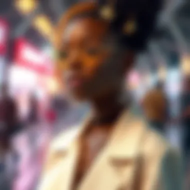 Fashionable individual wearing gold star hair accessories in a trendy outfit