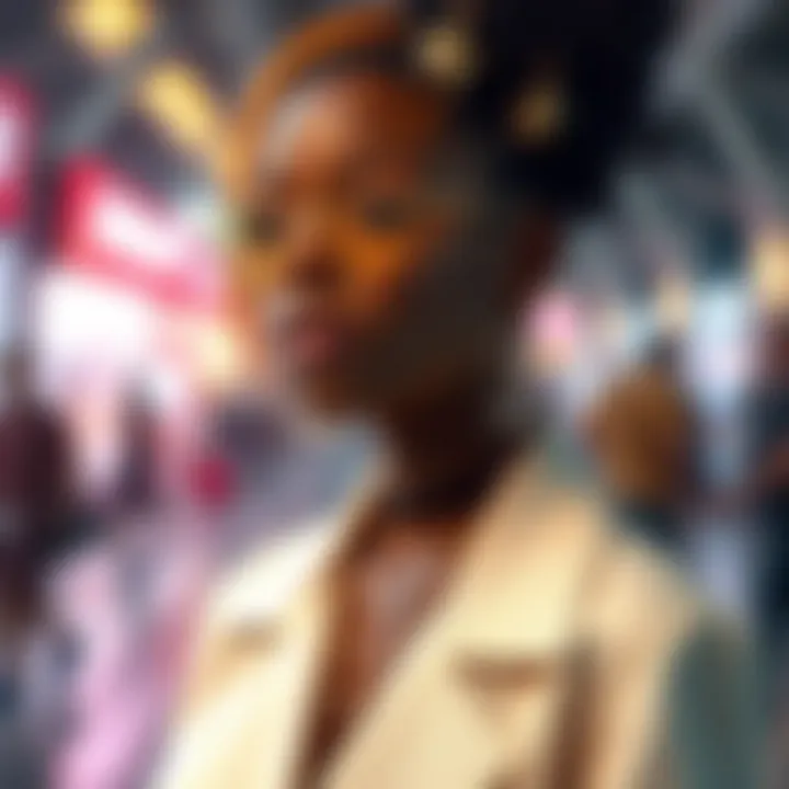 Fashionable individual wearing gold star hair accessories in a trendy outfit