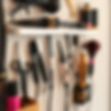 Stylish Hair Tools Arrangement Stylish hair tools neatly arranged on a wall mount