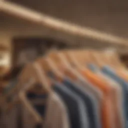 An array of high-quality wooden hangers displaying various clothing types