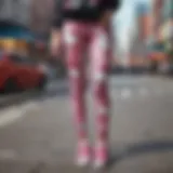 Stylish adult wearing Hello Kitty leggings in a trendy urban setting