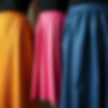 Different fabric textures showcasing high waist skirts and crop tops