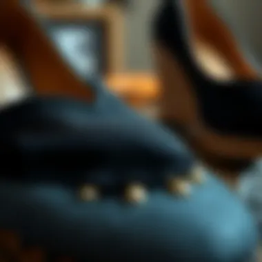 Quality Materials and Craftsmanship Close-up of materials used in ladies wedge shoes reflecting quality