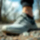 A close-up view of water shoes showcasing the breathable mesh material.