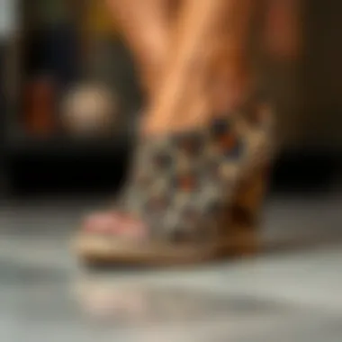 Close-up of leopard pattern on footwear