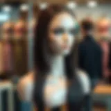 Elegant long straight lace front wig displayed on a mannequin