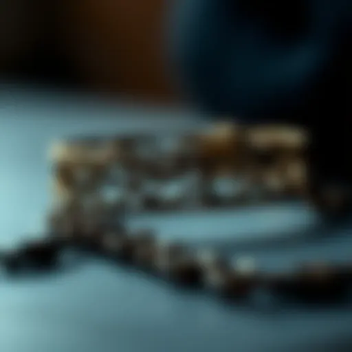 Intricate Design of a Minimalist Bracelet A close-up of a minimalist bracelet showcasing intricate design and craftsmanship