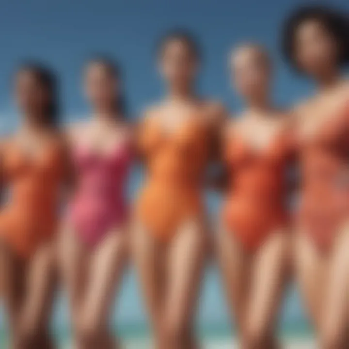 Diverse body types modeling the one piece swimsuit