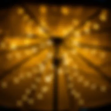 Close-up of illuminated umbrella with string lights
