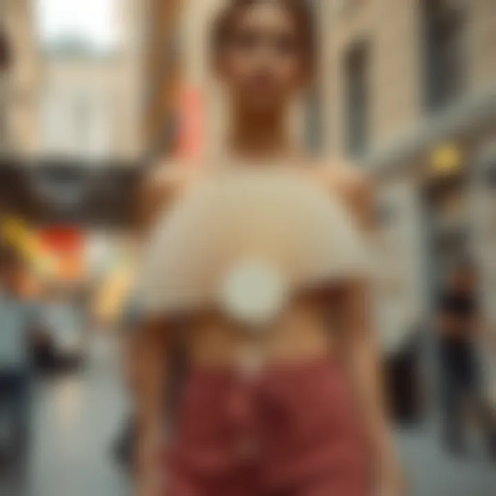 Chic Urban Setting Personal waist fan displayed in a chic urban setting