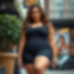 Stylish plus size biker shorts showcasing tummy control feature