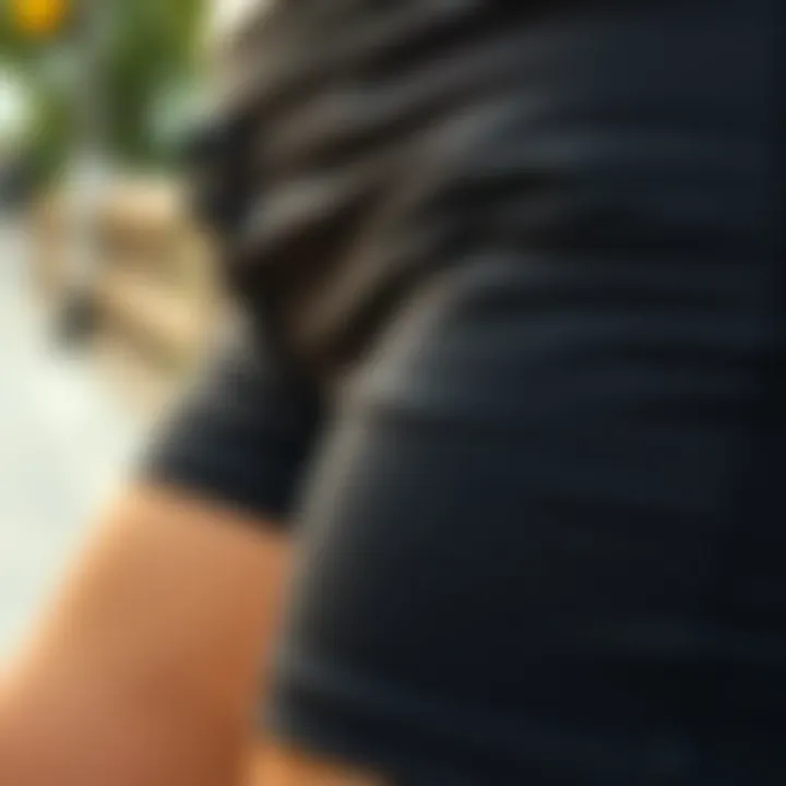 Close-up of fabric texture of plus size biker shorts