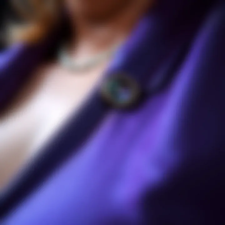 Close-up of luxurious fabric used in a plus size evening jacket