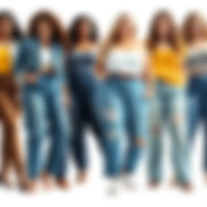 Diverse Body Types in Plus Size Jeans Diverse body types showcasing different styles of plus size jeans