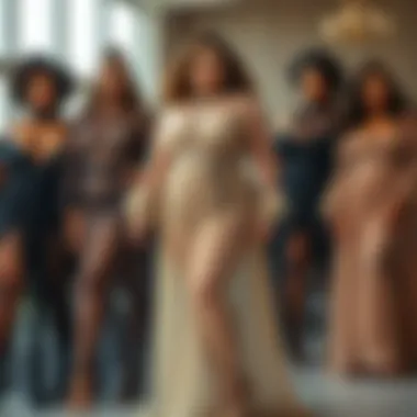 Diverse models showcasing different styles of plus size mesh dresses