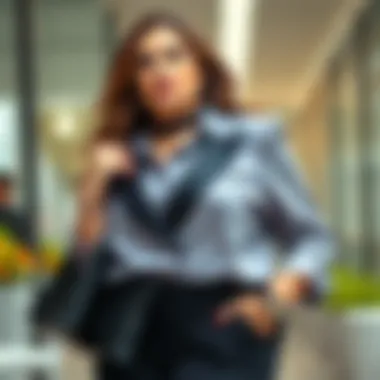 Styled Plus Size Suit Blouse Fashionable plus size suit blouse styled with accessories