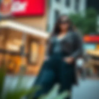 Fashion accessories complementing a plus size two piece pants set