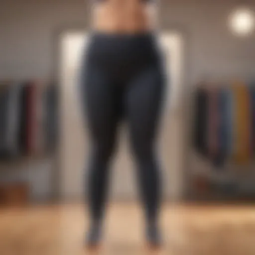 Elegant plus size yoga pants with side pockets displayed on a hanger