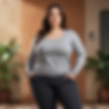 Stylish outfit featuring plus size yoga pants with side pockets and matching top