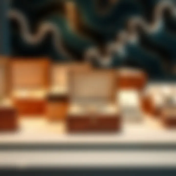 Different materials used in portable jewelry display cases, highlighting versatility.