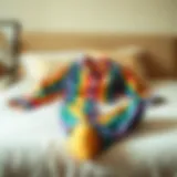 Vibrant Rainbow Pajama Set Vibrant rainbow pajama set draped elegantly on a bed