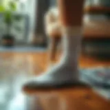 Elegant socks complementing a hardwood floor