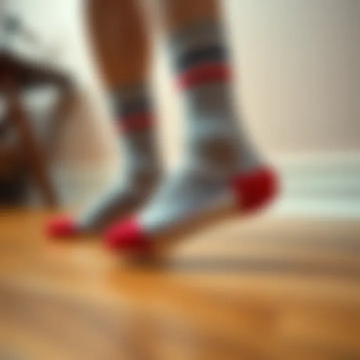 Stylish socks providing traction on a smooth surface