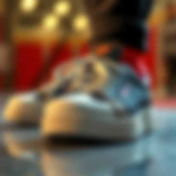 Close-up view of round toe athletic shoe design