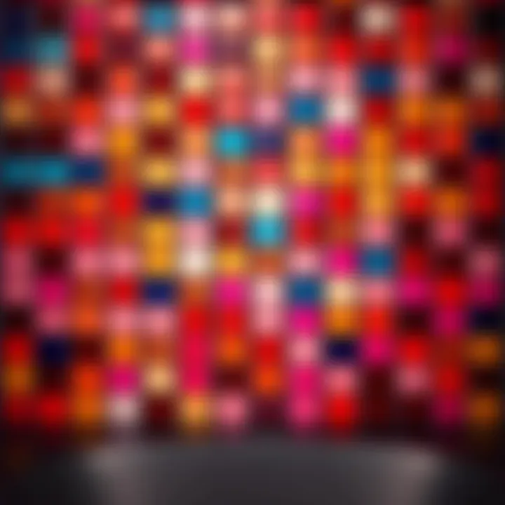 Vibrant color palette of self-adhesive mosaic tiles displayed artistically