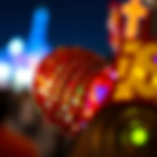 A close-up view of intricate sequin patterns on Disney ears showcasing vibrant colors.