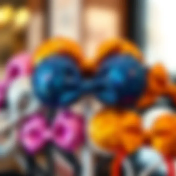 A collection of various sequin Disney ears displayed in a stylish arrangement highlighting their diversity.