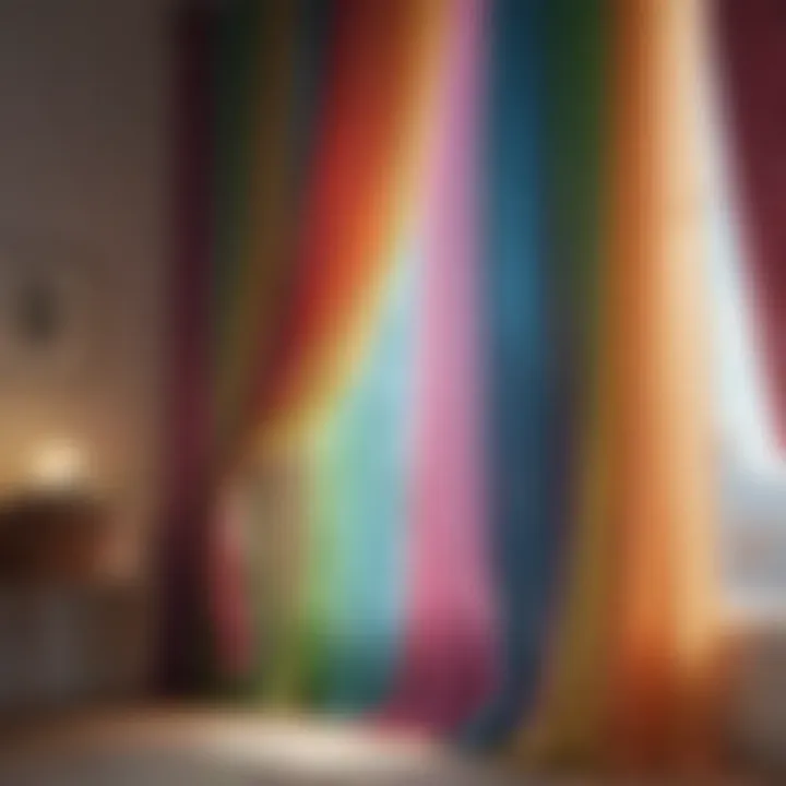 Vibrant sheer rainbow curtains elegantly draping a window