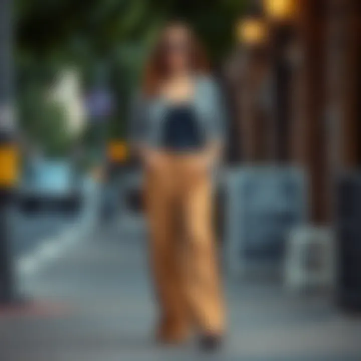 Casual street style featuring slit wide leg pants