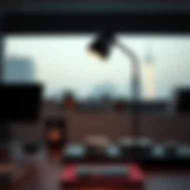 Stylish Battery-Operated Lamp on a Modern Desk Stylish battery-operated lamp enhancing modern desk decor