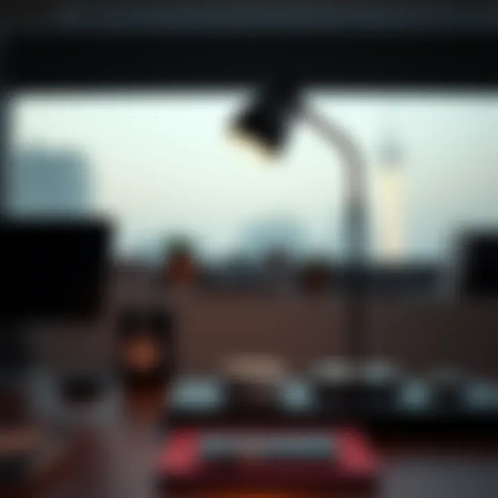 Stylish Battery-Operated Lamp on a Modern Desk Stylish battery-operated lamp enhancing modern desk decor