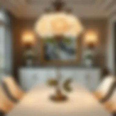 White rose lamp enhancing an elegant dining room