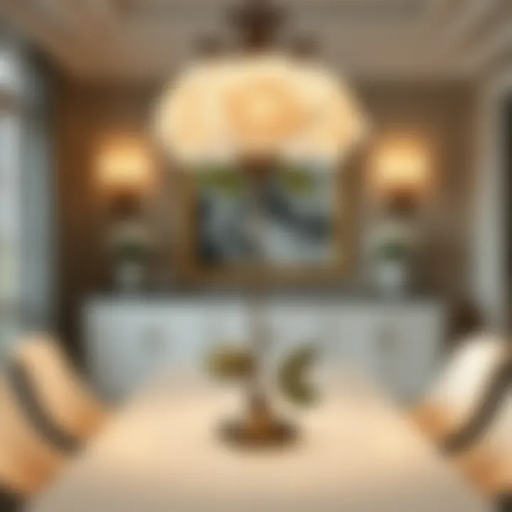 White rose lamp enhancing an elegant dining room