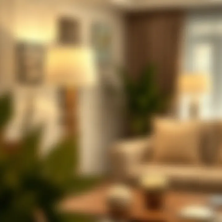 Elegant white rose lamp illuminating a cozy living room