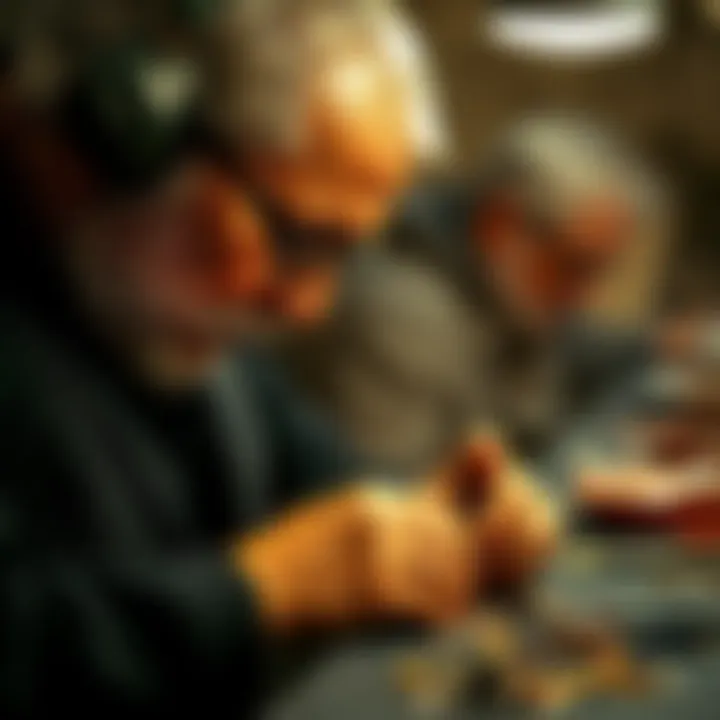 An artisan at work, meticulously creating a butterfly ashes necklace, showcasing the craftsmanship involved in its making.