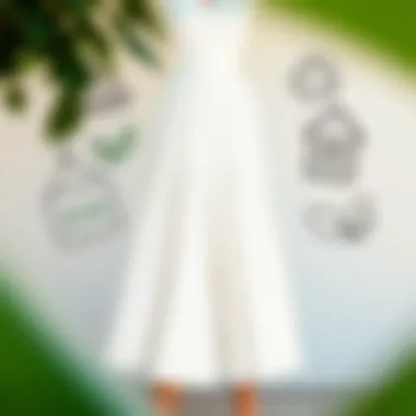 Eco-friendly symbols representing sustainability in fashion alongside the Chicos white skirt