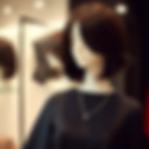 Elegant Dark Brown Wig Display Elegant dark brown shoulder length wig displayed on a mannequin