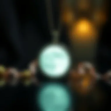 Intricate Designs of Moon Glow Jewelry A close-up of the intricate design of a moon glow pendant